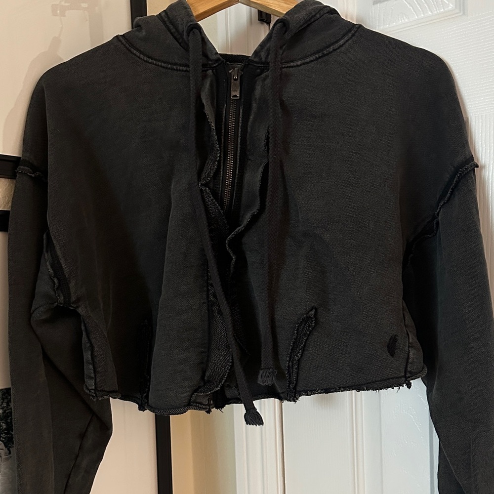 FP Movement by Free People Black Distressed Bomber Jacket